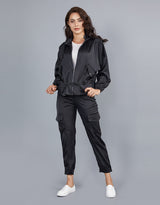 Lustrous Drawstring Satin Jacket -  Modelle