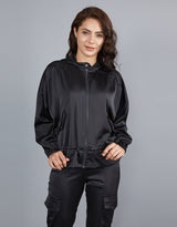 Lustrous Drawstring Satin Jacket -  Modelle