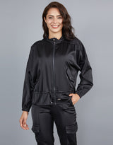 Lustrous Drawstring Satin Jacket -  Modelle