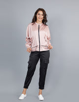 Lustrous Drawstring Satin Jacket -  Modelle