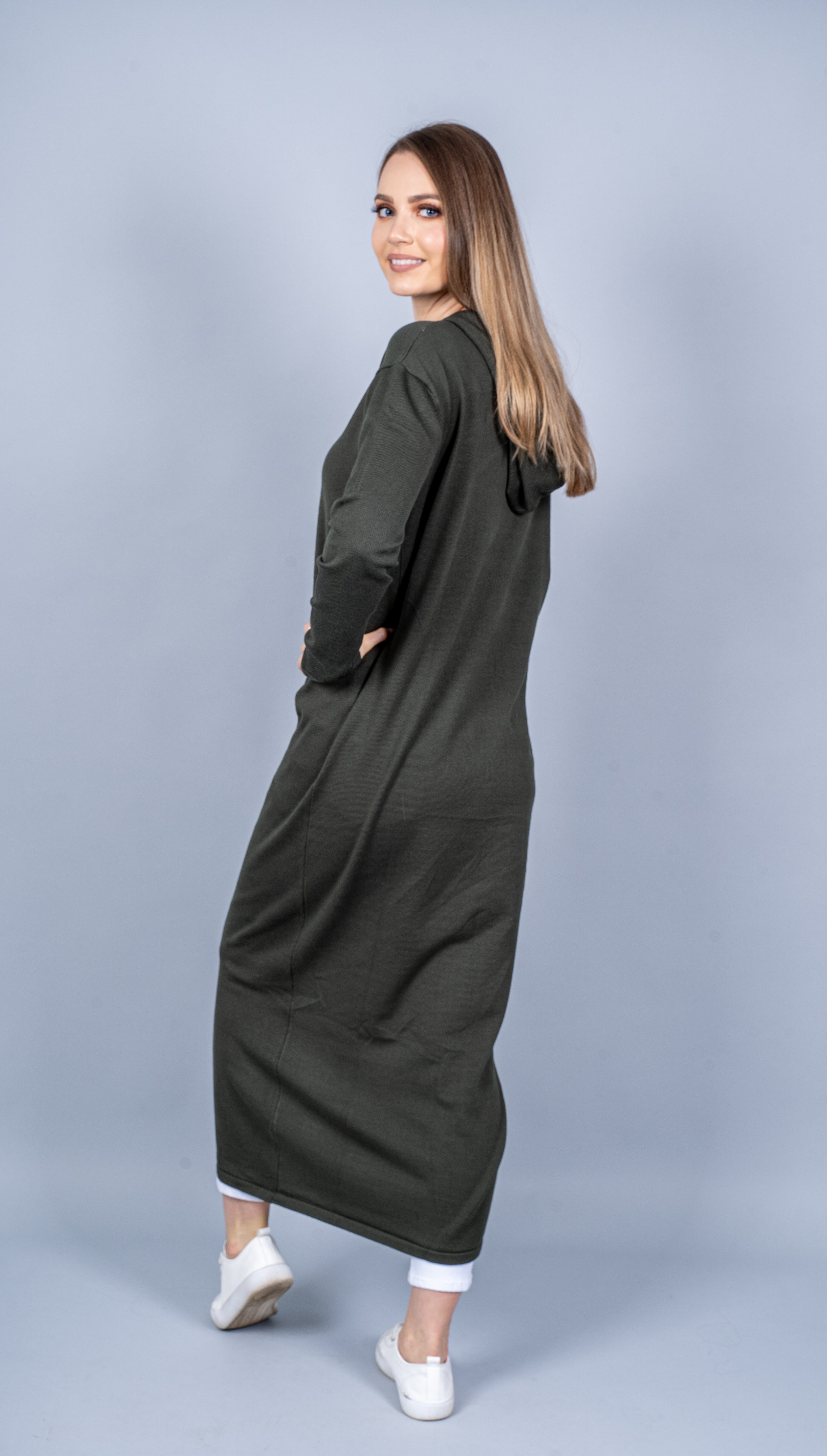 7559-Khaki-knit-dress-abaya