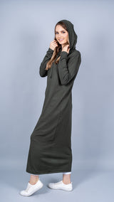 7559-Khaki-knit-dress-abaya