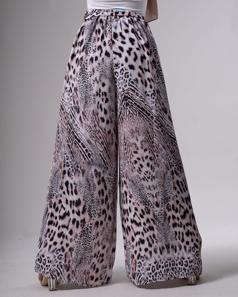 Leopard Print Wide-leg Pants