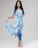 Blue Paisley Wrap Dress -  Modelle
