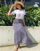 Floral A-Line Skirt With Belt