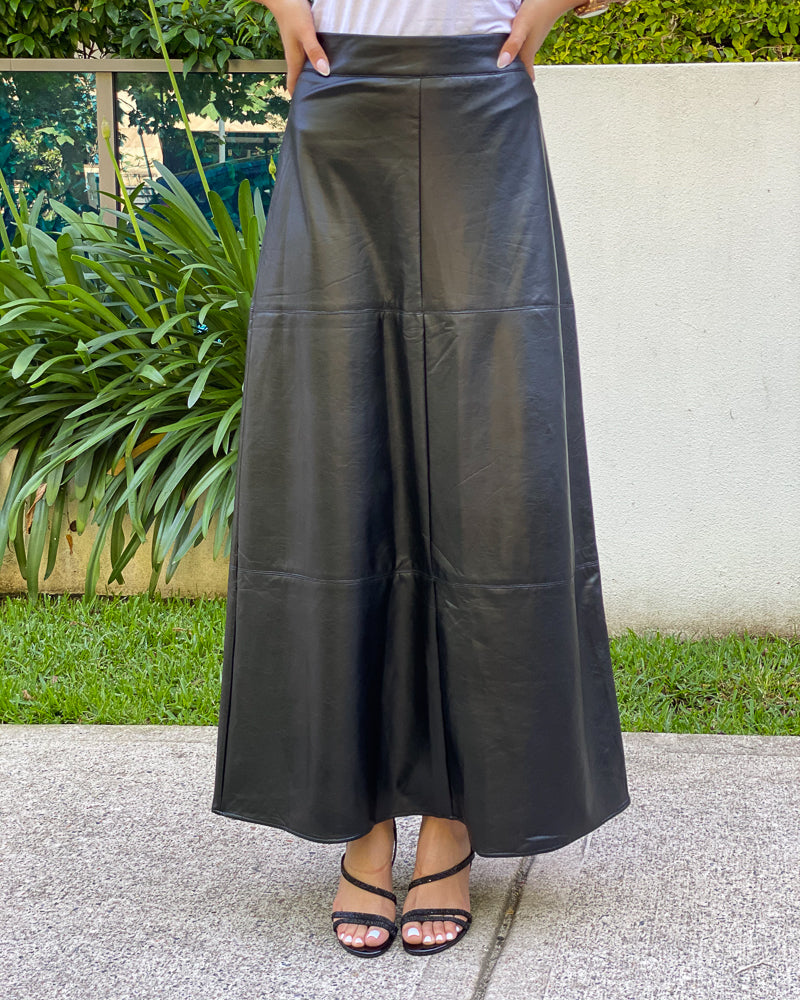Leather A-Line Skirt