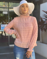 Pleated High Neck Blouse