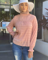 Pleated High Neck Blouse