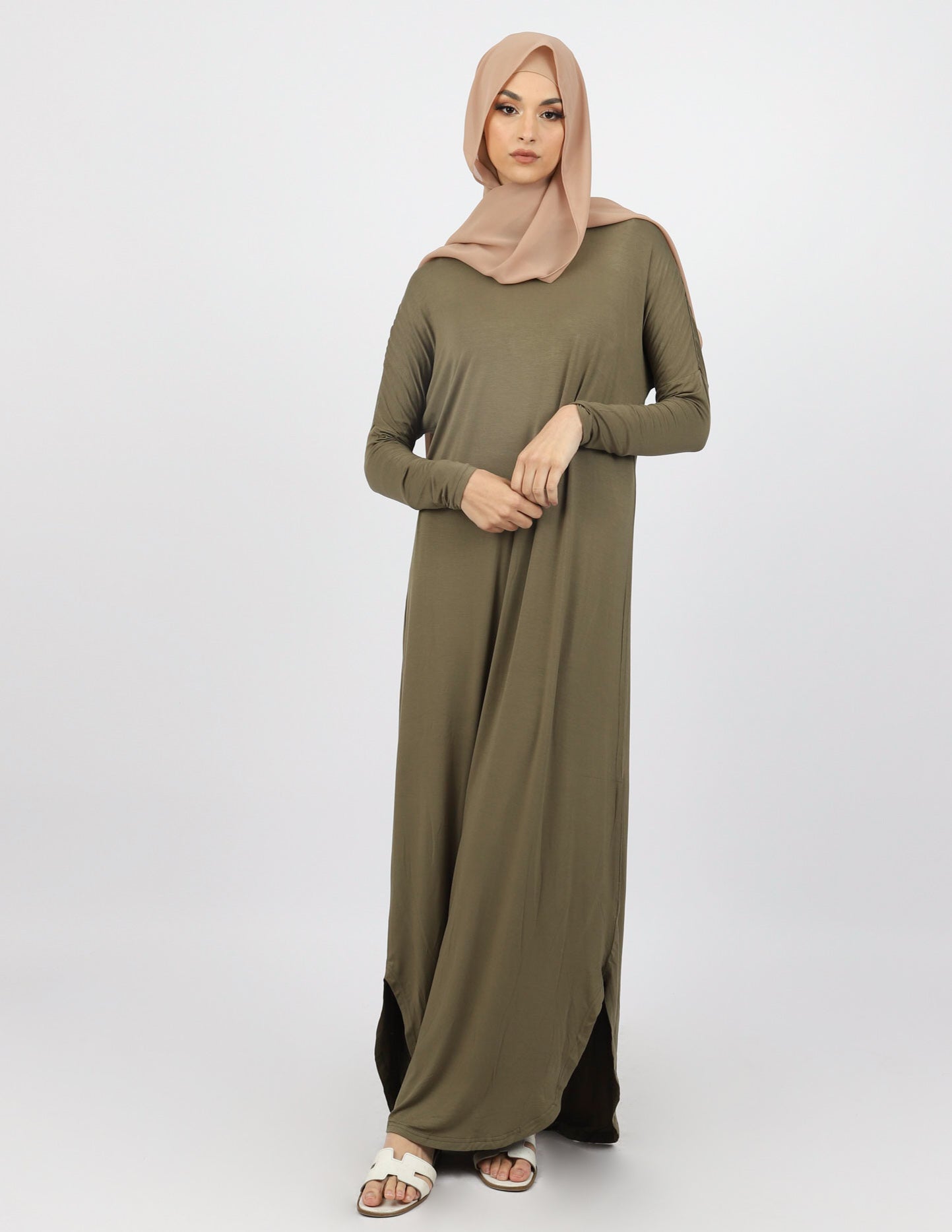 M00147Khaki-abaya-dress