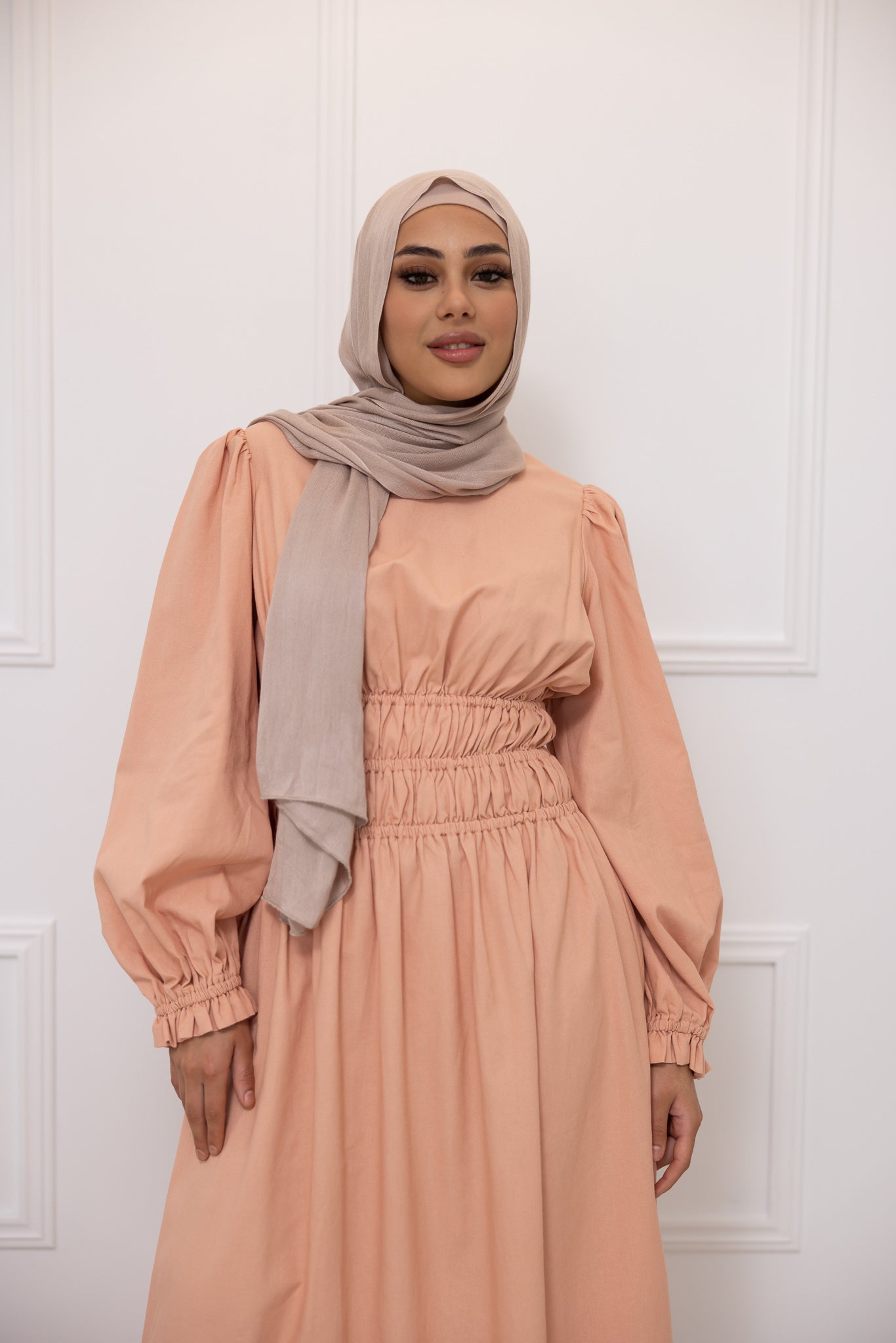 M7993Peach-abaya-dress