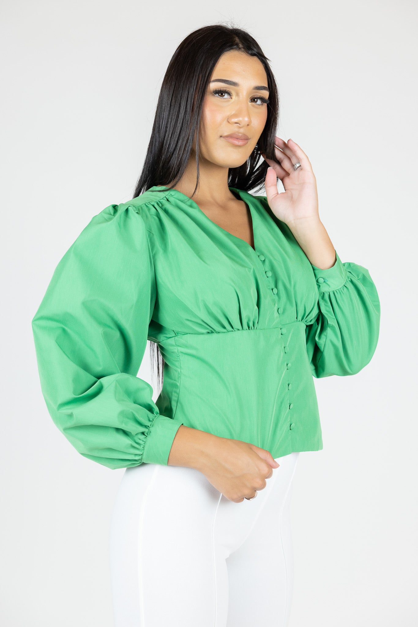 M8185Green-blouse-top