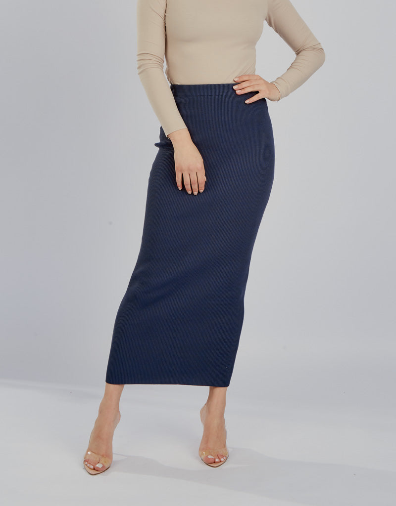 Skirts For women Ribbed Knit Skirt Shades of Blue Modelle