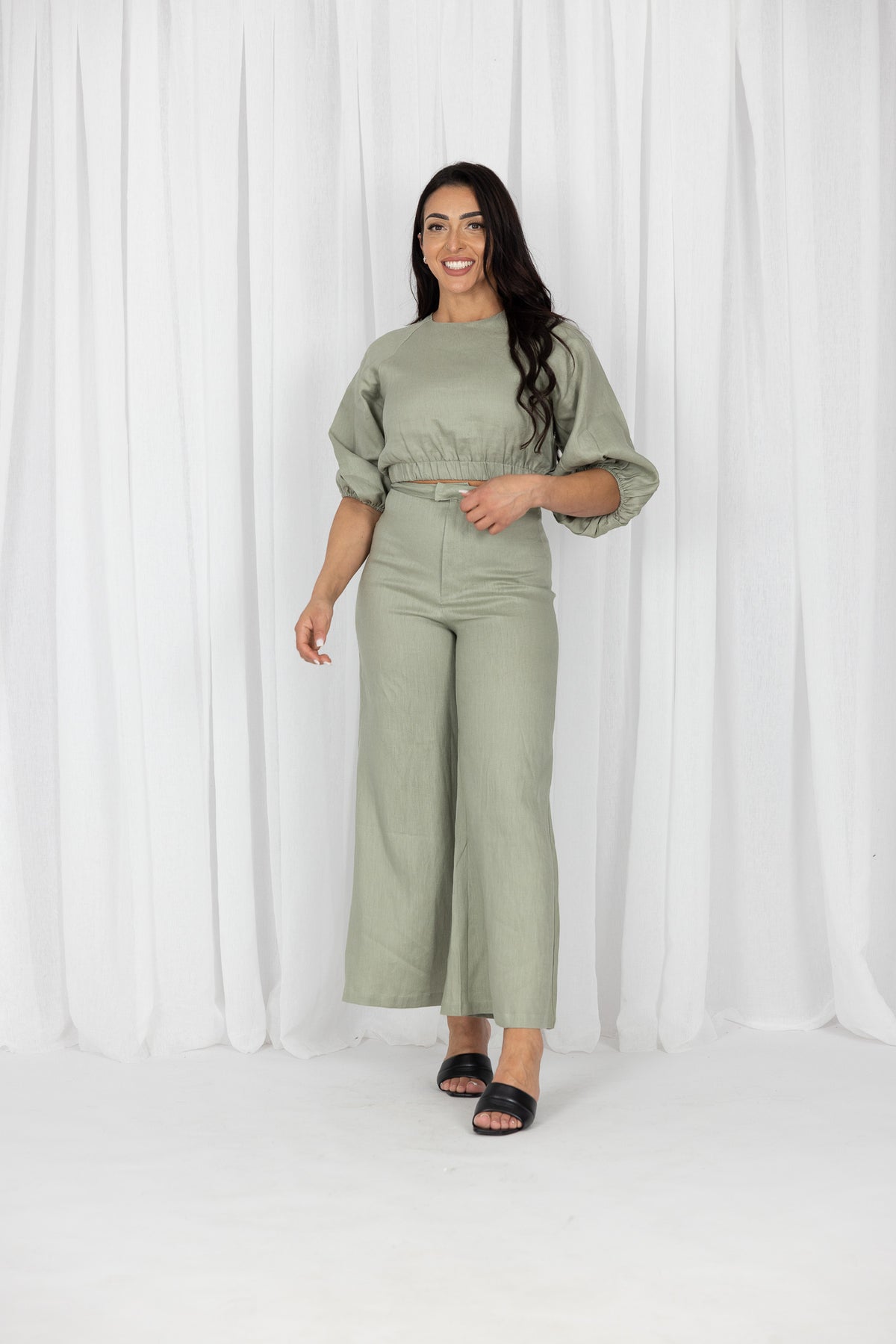 Ladies' Blouses Online - Linen Crop Blouse | Australia Modest Blouse ...