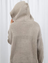 Hooded Shell Button Knit Top