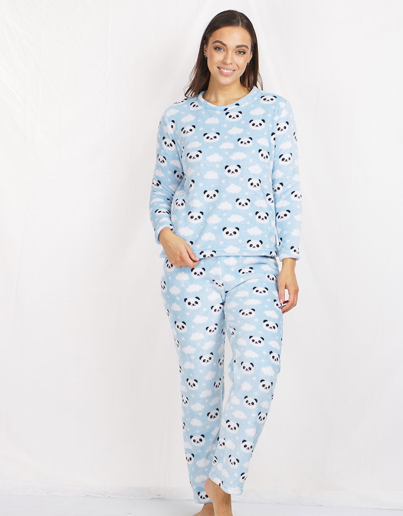 Ladies bottoms PJ 2PC Pajamas Panda Cloud Blue PJ Set