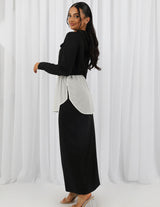SM7891Black-skirt-top-set