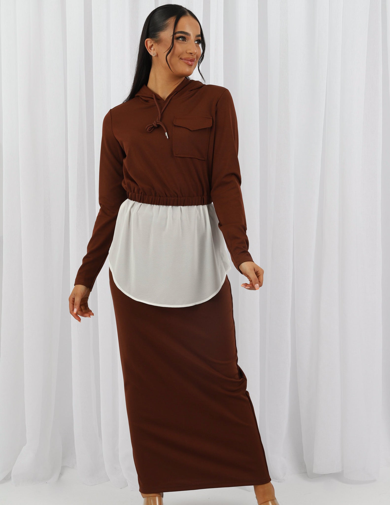 SM7891Chocolate-skirt-top-set