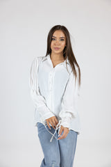 Lace Up Sleeve Blouse